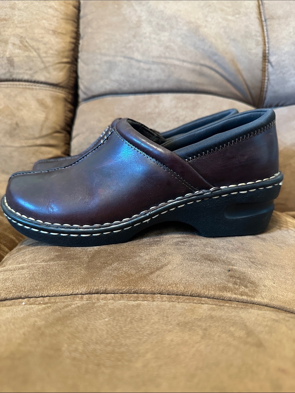 Women’s Brown Leather Clog Slip-On Shoe
